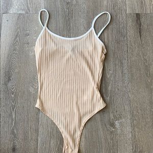 Beige Ribbed Bodysuit